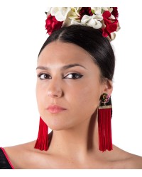 Pendientes de Flecos <b>Color - Rojo, Talla - G</b>