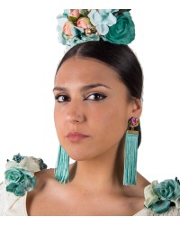 Pendientes de Flecos <b>Color - Verde/agua, Talla - G</b>