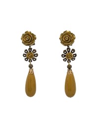 Pendientes de flamenca, Modelo Bellota <b>Color - Mostaza, Talla - G</b>