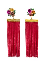 Pendientes de Flecos <b>Color - Coral, Talla - G</b>