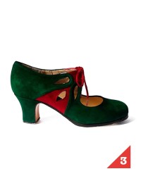 Zapatos Flamenco, Arco Profesional <b>Color - B Verde/Rojo Ante, Talla - 34</b>