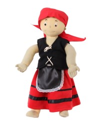 Falda Pastora Niña, Roja Negra <b>Color - Rojo, Talla - P</b>