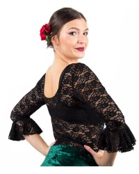 Top flamenco De Encaje <b>Color - Negro, Talla - XS</b>