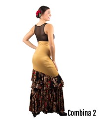 Falda Flamenca de Baile Modelo Clavel <b>Color - Comb 2, Talla - XS</b>