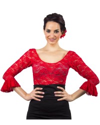 Top flamenco De Encaje <b>Color - Rojo, Talla - XS</b>