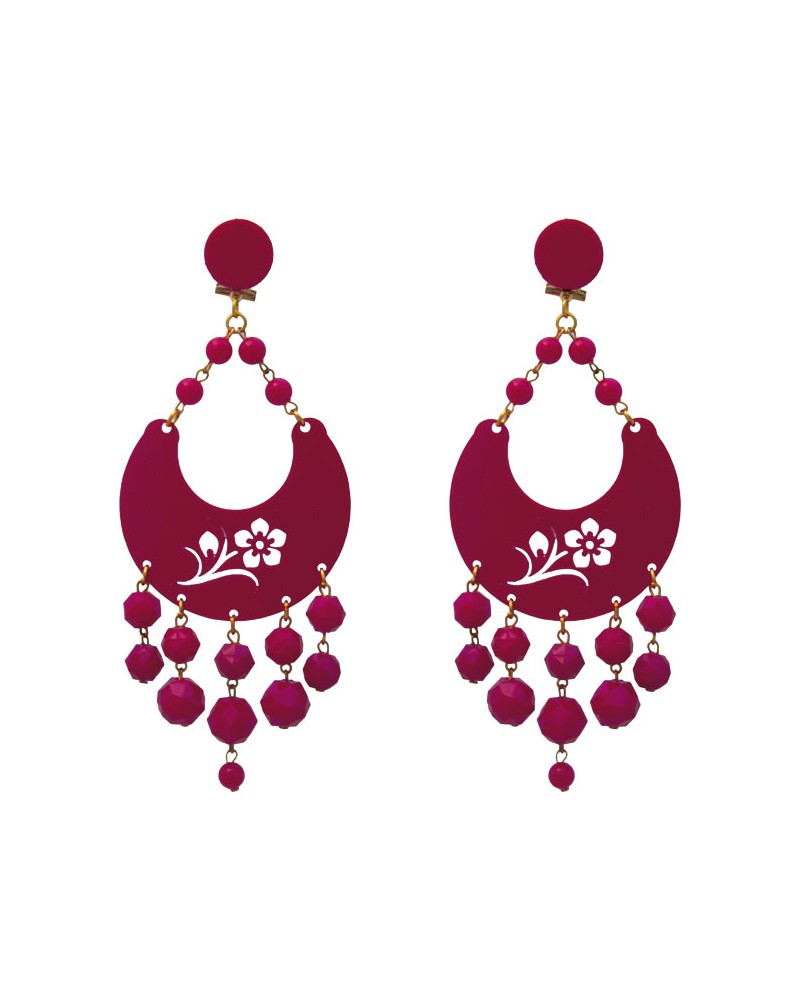 Pendientes fuscia flamenco