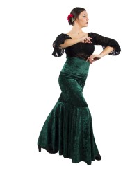 Falda de baile flameco en terciopelo <b>Color - Verde, Talla - 42</b>