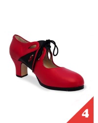 Zapatos Flamenco, Arco Profesional <b>Color - B Rojo/Negro Piel, Talla - 34</b>