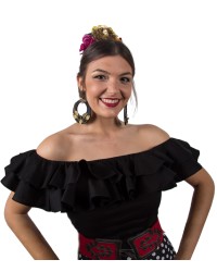 Blusa Flamencas Modelo Habana Sin Mangas <b>Color - Negro, Talla - XS</b>