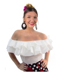 Blusa Flamencas Modelo Habana Sin Mangas <b>Color - Blanco, Talla - XS</b>