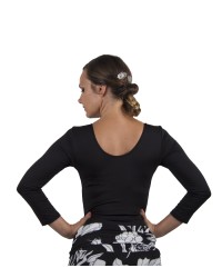 Malla de baile con rizo y manga al codo <b>Color - Negro, Talla - 38</b>