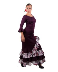 Conjunto de Baile Flamenco Mod Estrella Berenjena <b>Talla Cuerpo - XS, Talla Falda - XS</b>