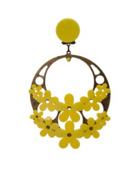 Pendiente Flamenco con Flores <b>Color - Amarillo, Talla - G</b>