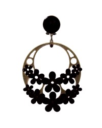 Pendiente Flamenco con Flores <b>Color - Negro, Talla - G</b>