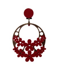 Pendiente Flamenco con Flores <b>Color - Rojo, Talla - G</b>