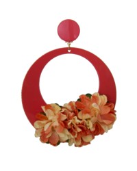 Pendiente de Flamenca con Flores <b>Color - Coral, Talla - G</b>