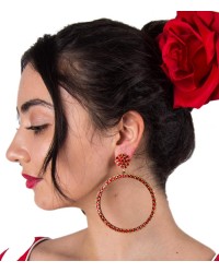 Pendiente de Flamenco de Aro <b>Color - Rojo, Talla - G</b>