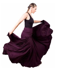 Faldas Flamencas 8 Godet, Cintura Alta <b>Color - Berenjena, Talla - XXL</b>
