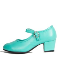 Zapatos de Flamenco Piel Sintética <b>Color - V. Agua, Talla - 18</b>