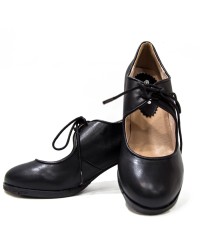Zapato de baile flamenco con Cordones y Doble Suela <b>Color - Negro, Talla - 42</b>