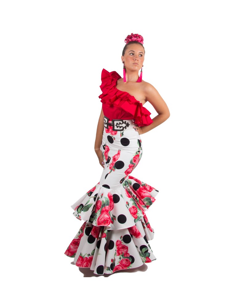 Falda de Flamenca / Sevillana con Volantes para Niña y Mujer Color Negro y  Verde Lisa