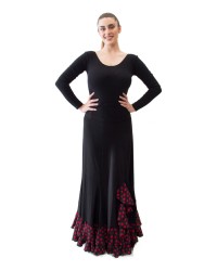 Falda De baile Flamenco para mujer - 7039 <b>Color - Negro/Rojo, Talla - XS</b>