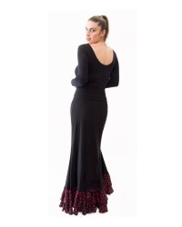 Falda De baile Flamenco para mujer - 7039 <b>Color - Negro/Rojo, Talla - S</b>