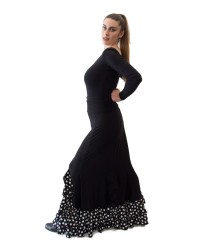 Falda De baile Flamenco para mujer - 7039 <b>Color - Negro/Blanco, Talla - XS</b>