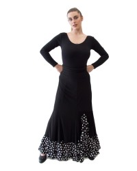 Falda De baile Flamenco para mujer - 7039 <b>Color - Negro/Blanco, Talla - M</b>