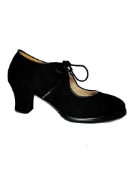 Zapato De Flamenco Con Cordones y piel de Ante <b>Color - Negro, Talla - 34</b>