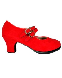 Zapato Dos Correas ANTE Doble Suela <b>Color - Rojo, Talla - 34</b>