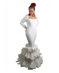 Vestido de Flamenca con mangas farol <b>Color - Blanco, Talla - 38</b>