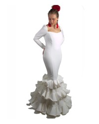 Vestido de Flamenca con mangas farol <b>Color - Blanco, Talla - 36</b>