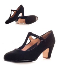 Zapato flamenco ante con tira y hebilla <b>Color - Negro, Material - Ante, Talla - 41</b>