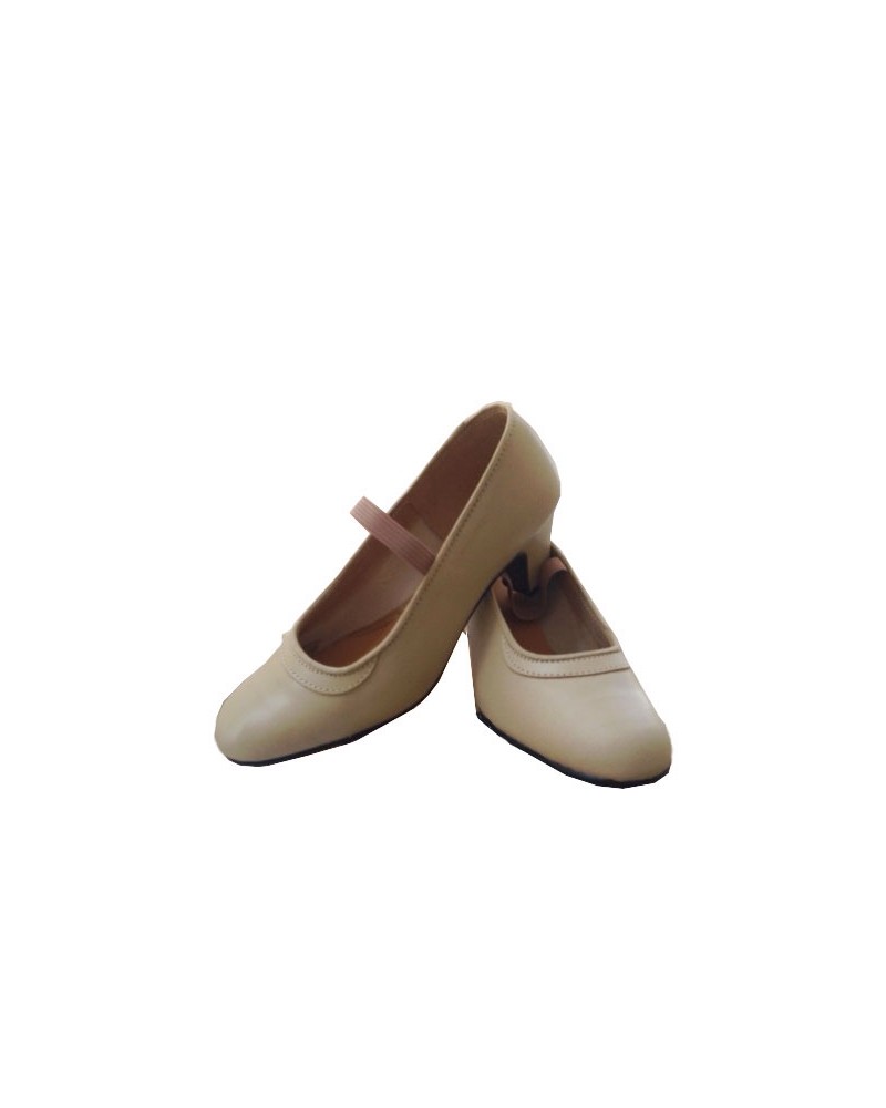 Zapatos de flamenco beige de piel clavos