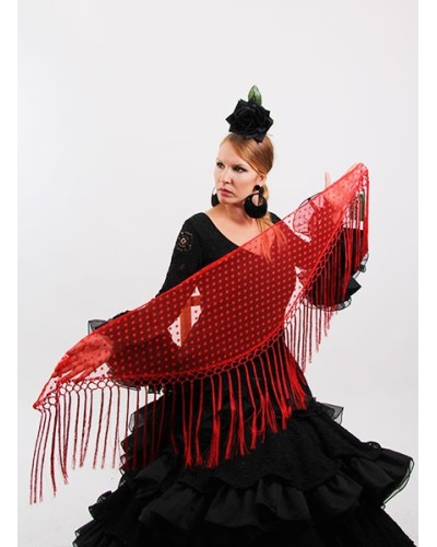 Mantón Flamenco de Plumeti rojo