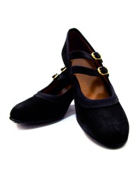 Zapato Flamenco Ante Dos Correas <b>Color - Negro, Talla - 36</b>