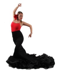 Falda de Cola Flamenca, Cintura Alta <b>Color - Negro, Talla - XS</b>