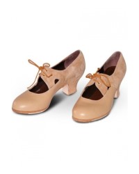 Zapatos de Flamenca Yerbabuena B (Ante/Piel) <b>Color - Beige, Talla - 37 1/2</b>