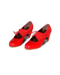 Zapatos de Flamenca Yerbabuena B (Ante/Piel) <b>Color - Rojo, Talla - 36</b>