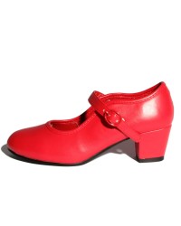 Zapatos de Flamenco Piel Sintética <b>Color - Rojo, Talla - 18</b>