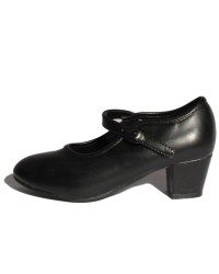 Zapatos de Flamenco Piel Sintética <b>Color - Negro, Talla - 18</b>