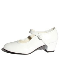 Zapatos de Flamenco Piel Sintética <b>Color - Blanco, Talla - 18</b>