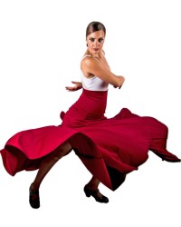 Faldas Flamencas 8 Godet, Cintura Alta <b>Color - Burdeos, Talla - XXL</b>