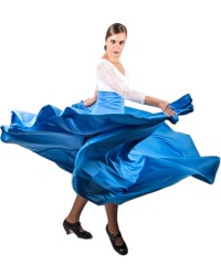 Faldas Flamencas 8 Godet, Cintura Alta <b>Color - Azul, Talla - XL</b>