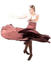 Faldas Flamencas 8 Godet, Cintura Alta <b>Color - Marrón, Talla - XL</b>