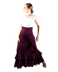 Faldas Flamencas Salón Cintura Alta <b>Color - Berenjena, Talla - XS</b>