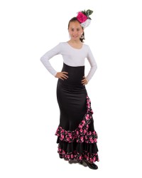 Faldas Flamencas Para Niñas - Mod. Estrella <b>Color - Marron Vol.Estampado, Talla - 4</b>