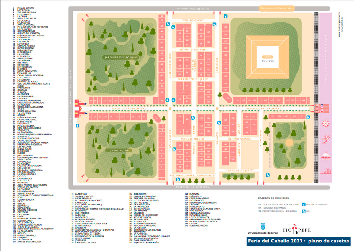Mapa del recinto feria de la feria de Jerez 2023