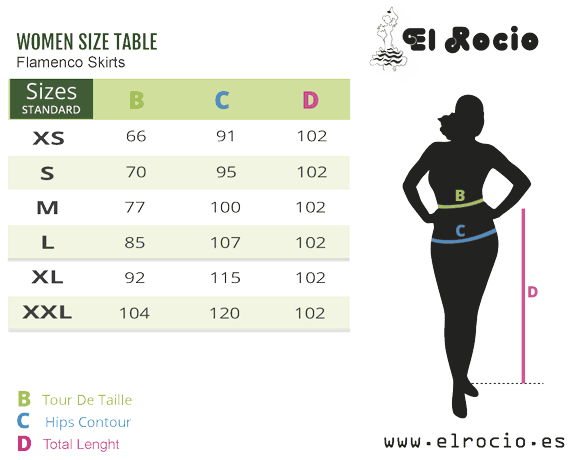 flamenco skirt sizes